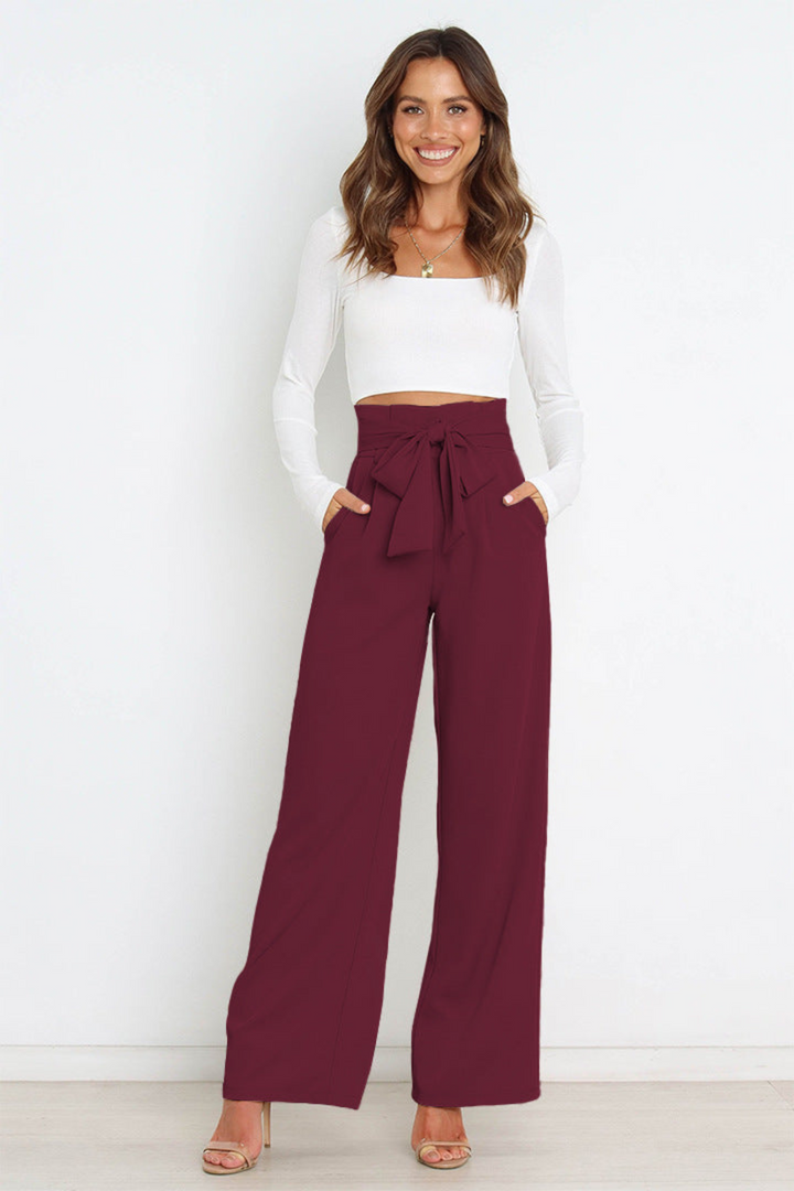 Zoe | Sophisticated Wide Leg Belted Linen Pants