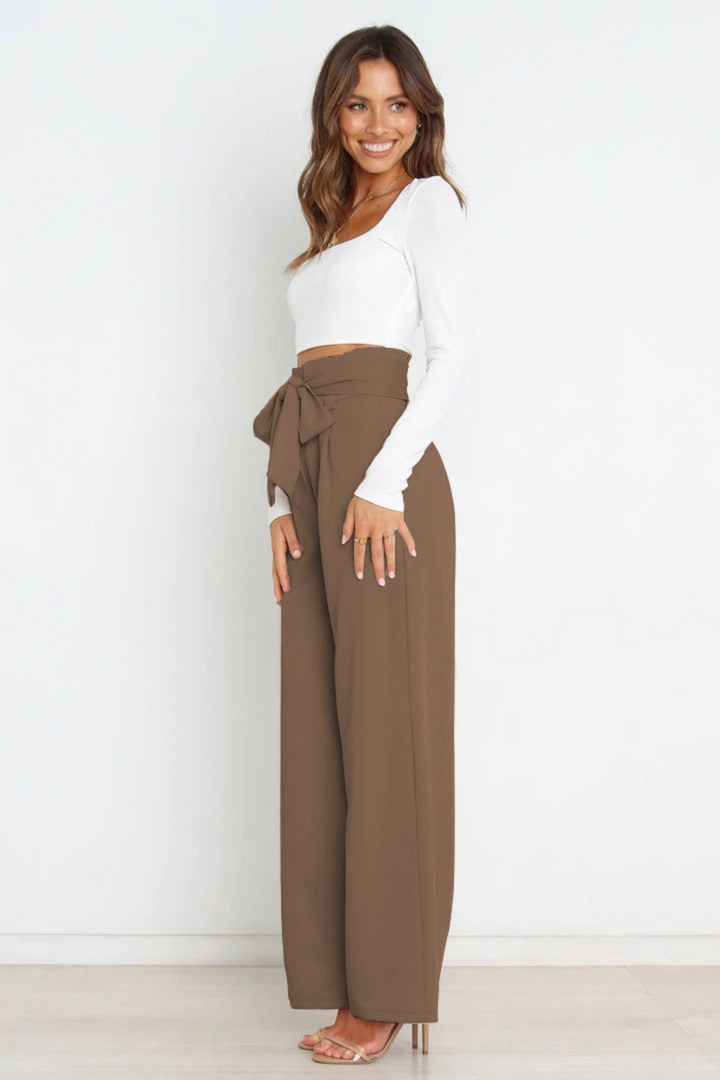Zoe | Sophisticated Wide Leg Belted Linen Pants