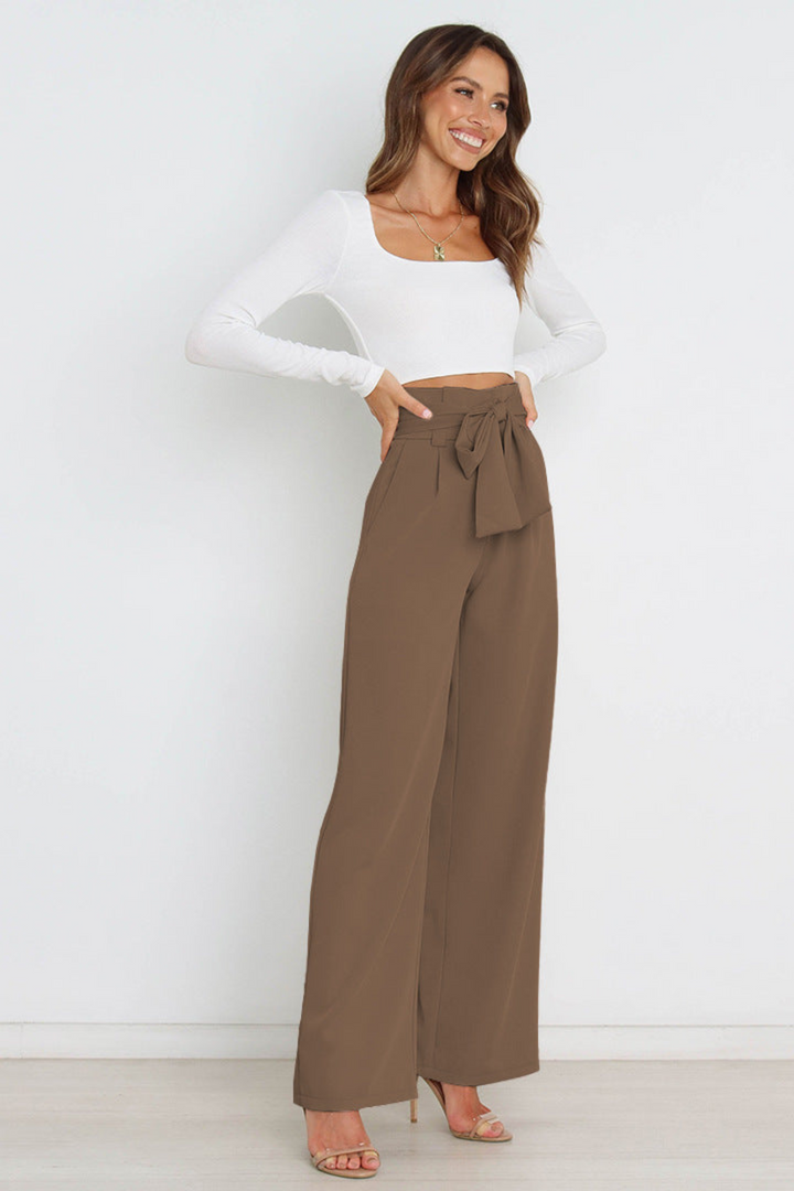 Zoe | Sophisticated Wide Leg Belted Linen Pants