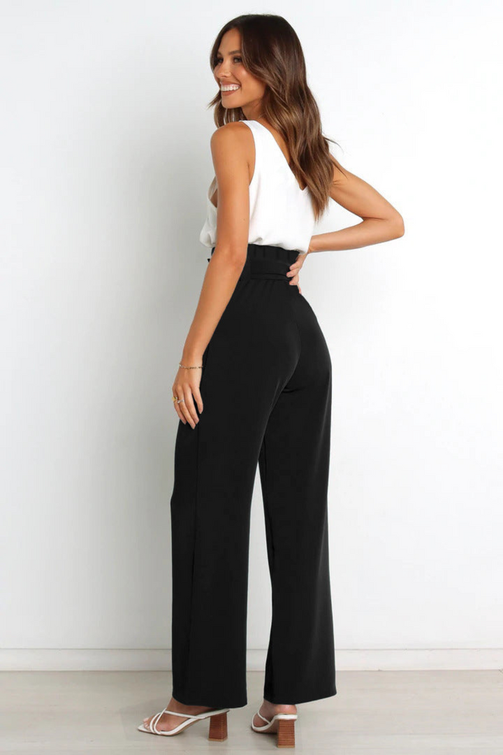 Zoe | Sophisticated Wide Leg Belted Linen Pants
