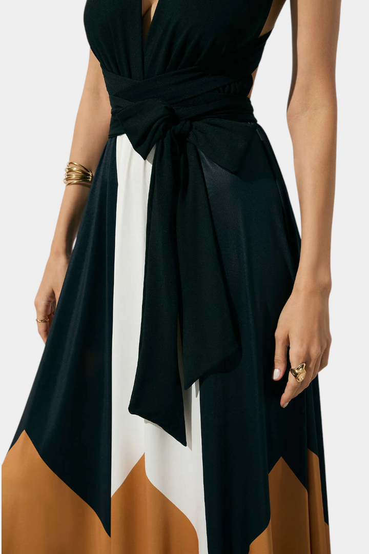 Zoe | Stylish Colour Block Halter Races Dress