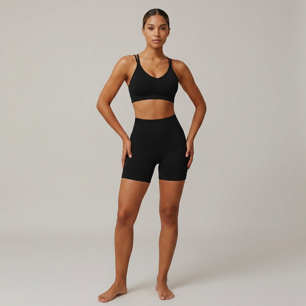 Zoe | Stylish High-Waisted Bike Shorts Activewear Set