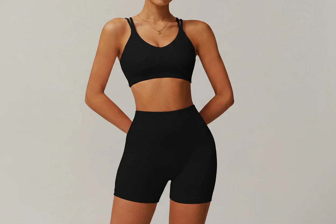 Zoe | Stylish High-Waisted Bike Shorts Activewear Set
