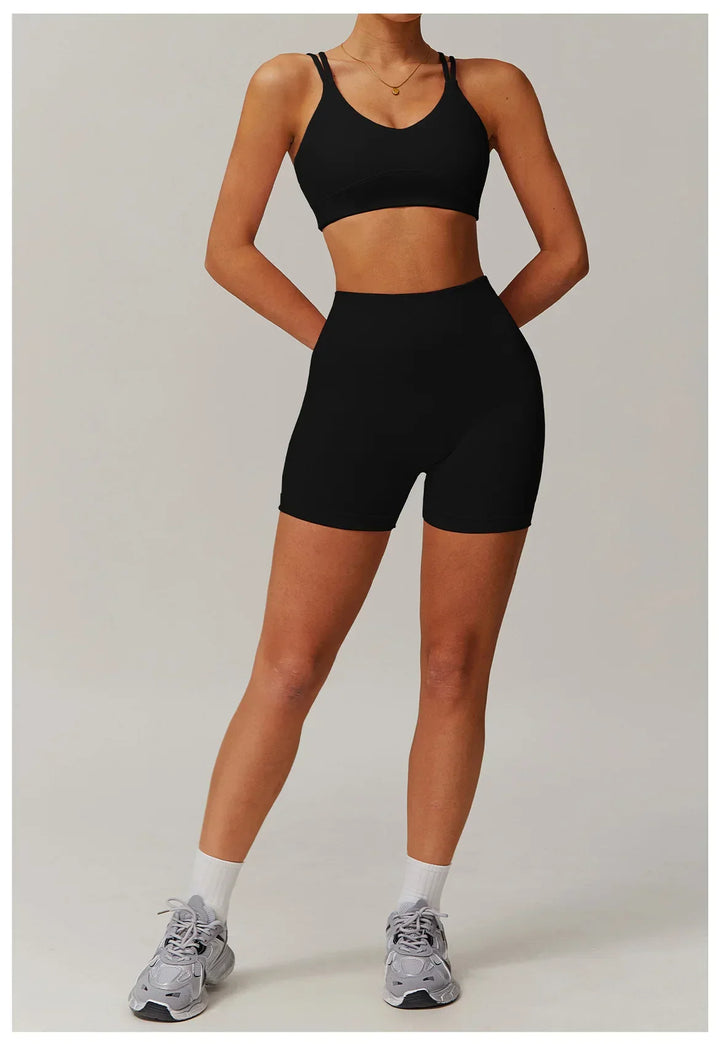 Zoe | Stylish High-Waisted Bike Shorts Activewear Set